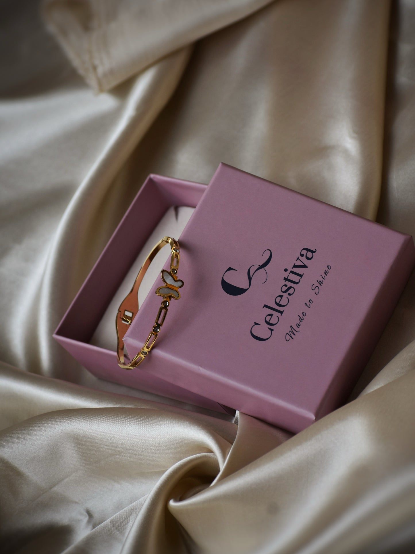 Butterfly Bracelet, 18K Gold Plated Steel