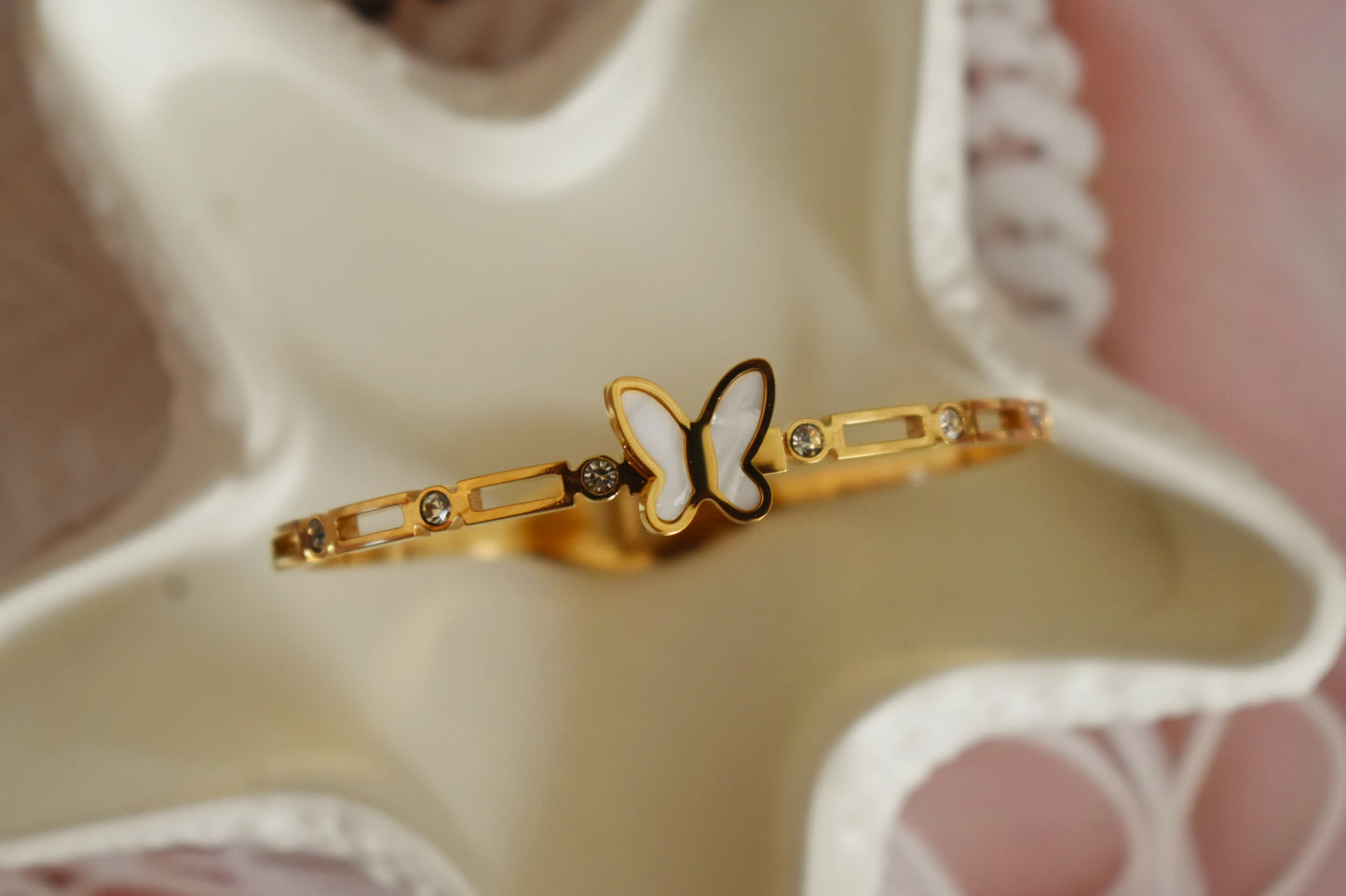Butterfly Bracelet, 18K Gold Plated Steel