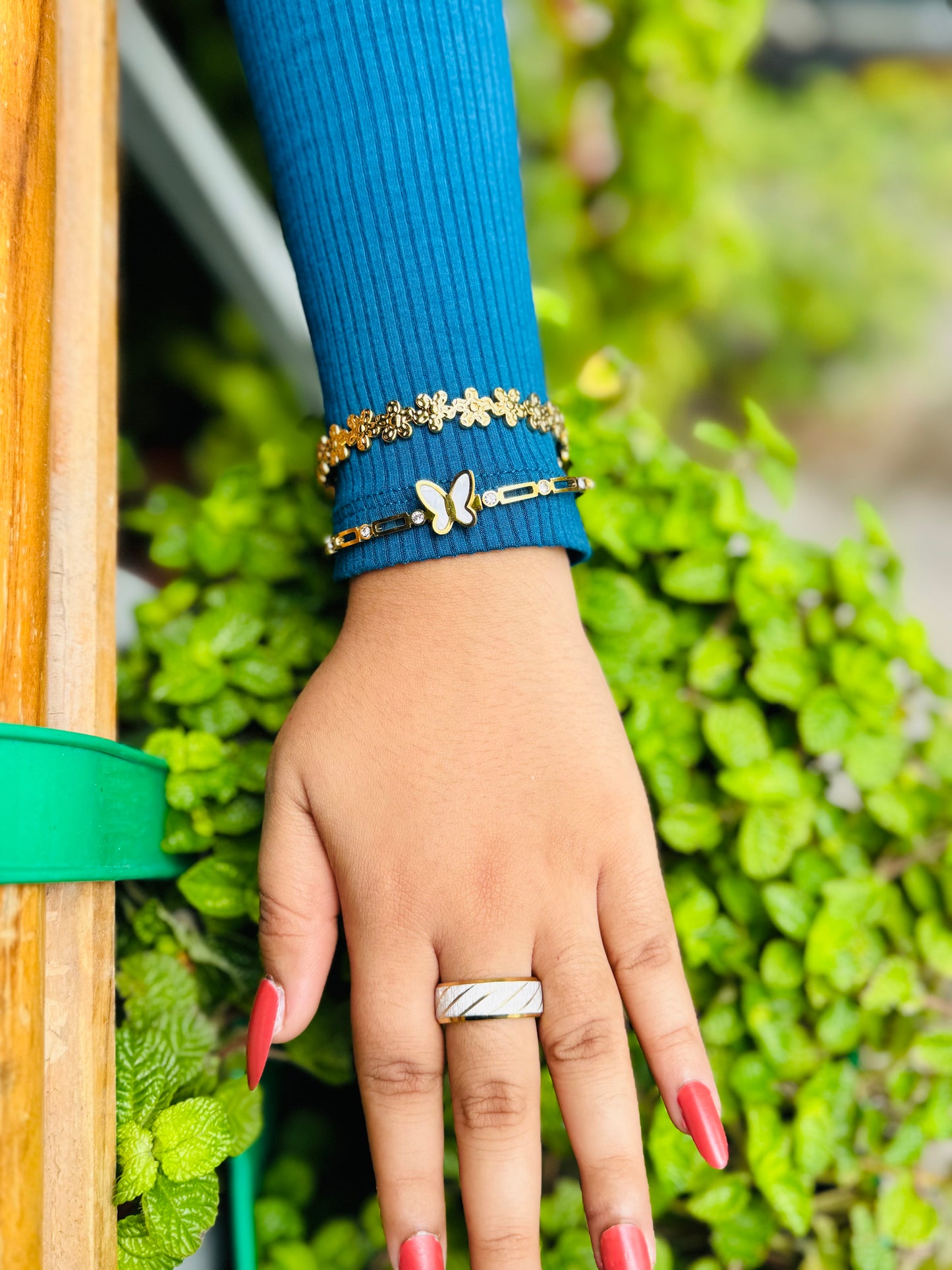 Butterfly Bracelet, 18K Gold Plated Steel