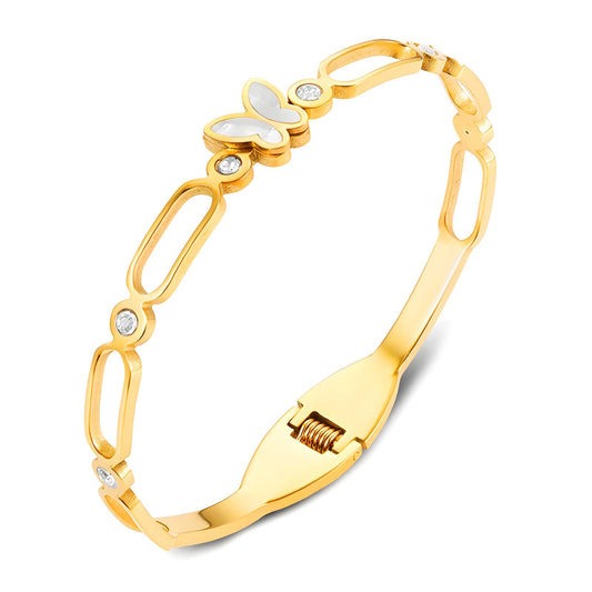 Butterfly Bracelet, 18K Gold Plated Steel