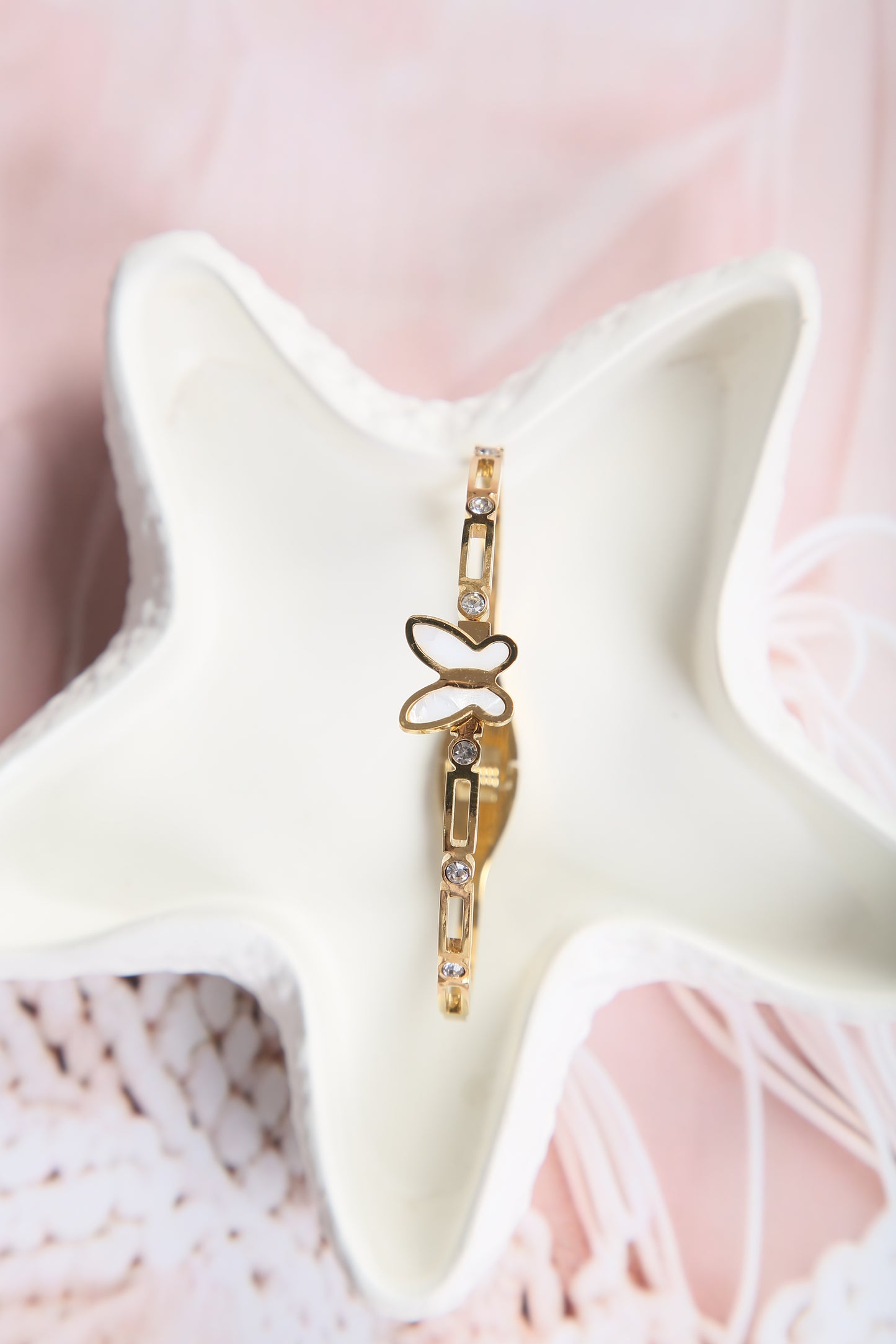 Butterfly Bracelet, 18K Gold Plated Steel