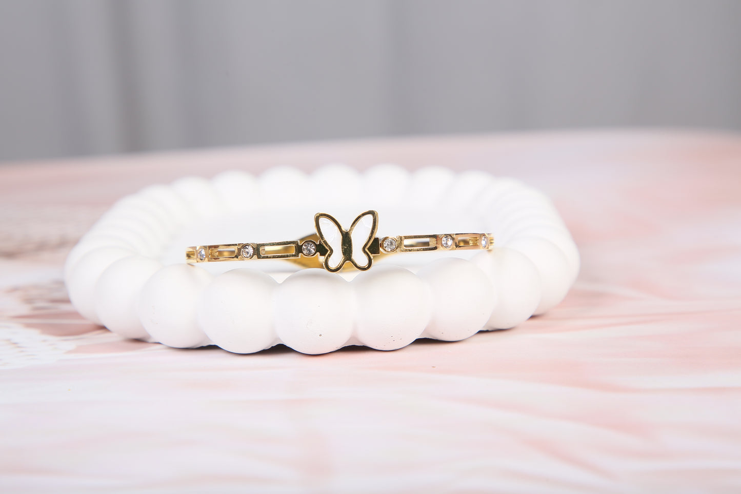 Butterfly Bracelet, 18K Gold Plated Steel